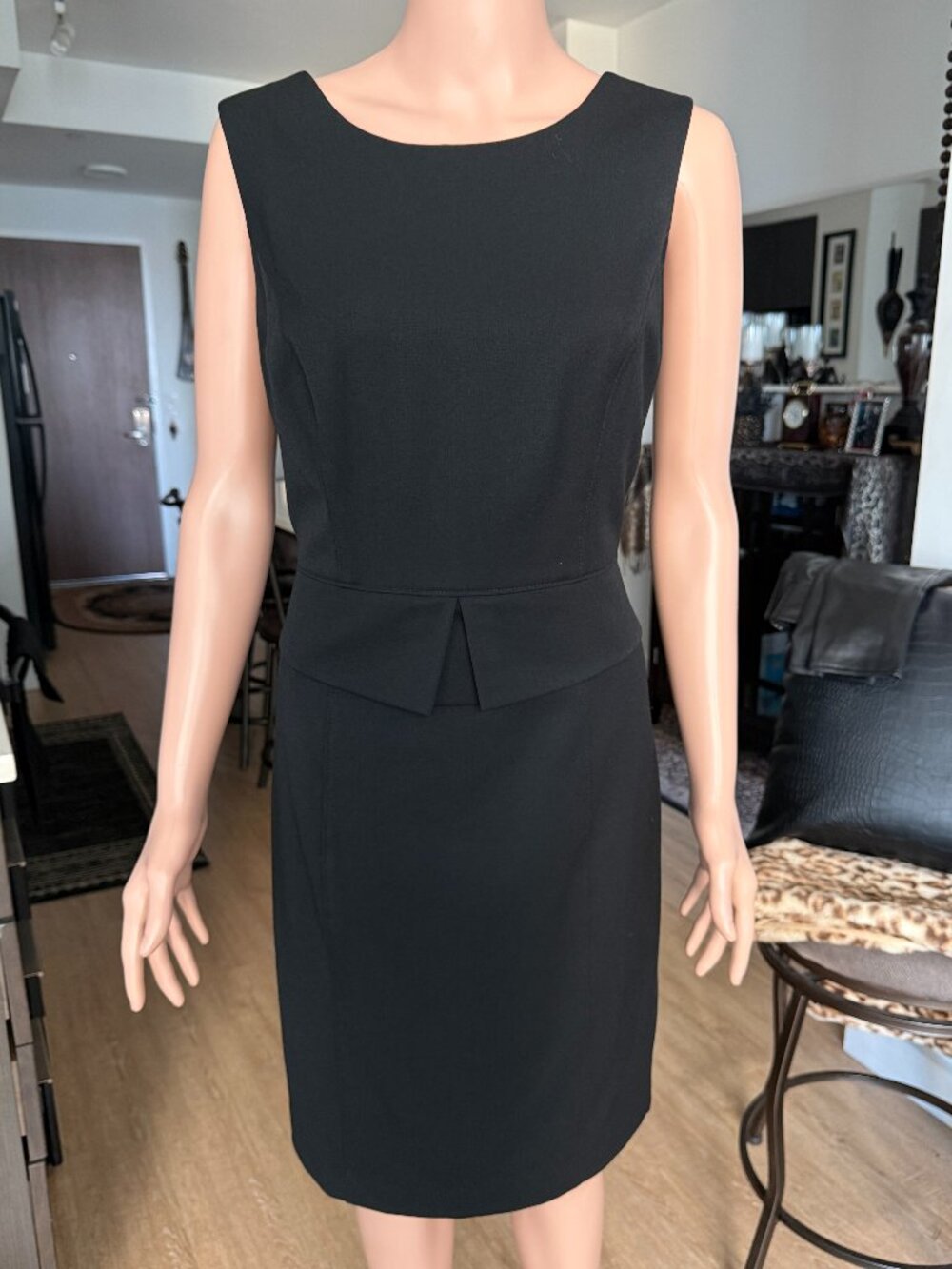THE LIMITED Black Crepe Sheath Dress | Folded Peplum Waist | Size 10 | NWT